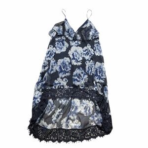 Talulah Navy Blue Floral Print High Low Dress S